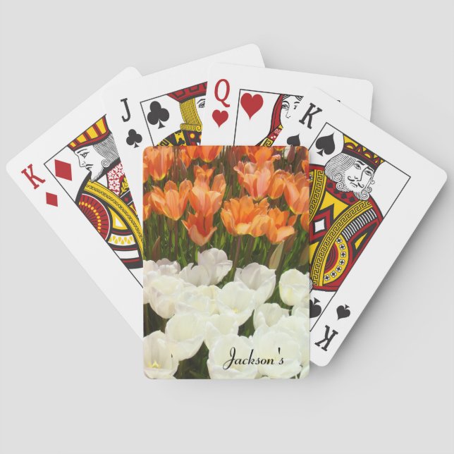 Cartas de Baralho com Nome Personalizado Flores de (Verso)
