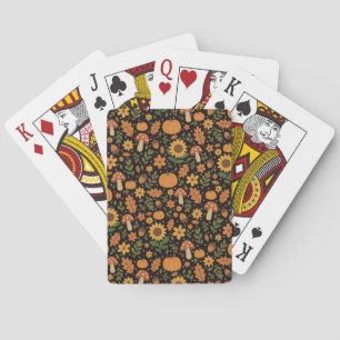 Cartas de Baralho com Padrão Rústico de Outono Des
