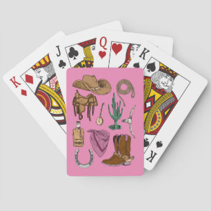 Cartas de Baralho Cowgirl Collage (Rosa)