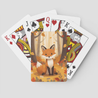 Cartas de Baralho Cute Woodland Fox em Folhas de O