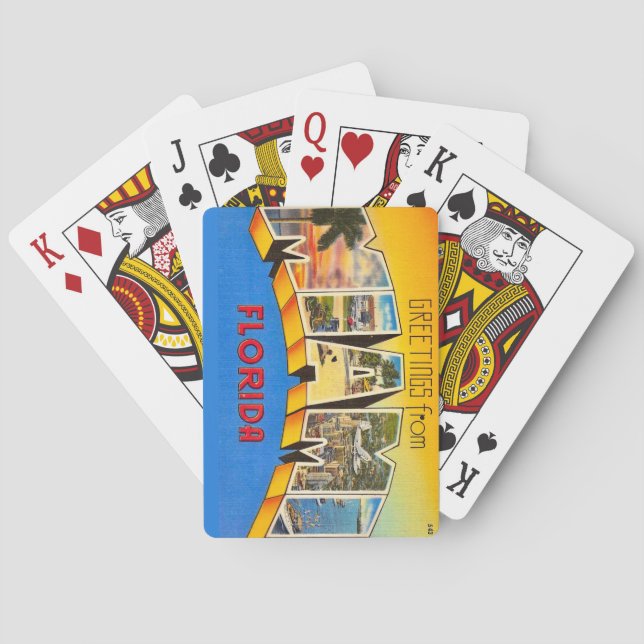 Cartas de Baralho de Postal Antigo de Miami (Verso)