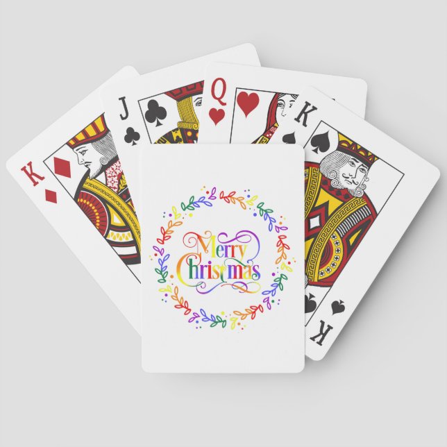 Cartas de Baralho do Arco-íris Feliz Natal Coroa (Verso)