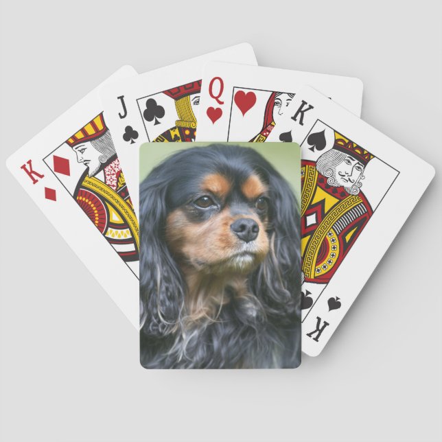 Cartas de Baralho do King Charles Spaniel Preto e  (Verso)