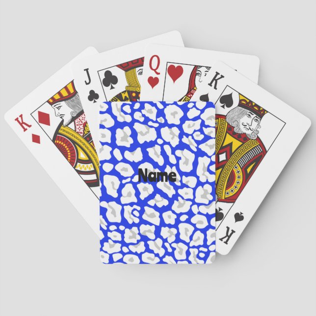 Cartas de Baralho Estampadas com Guepardo Azul e B (Verso)
