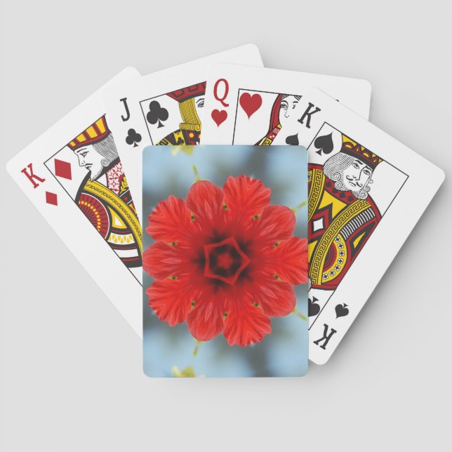Cartas de Baralho Flor Vermelha (Verso)