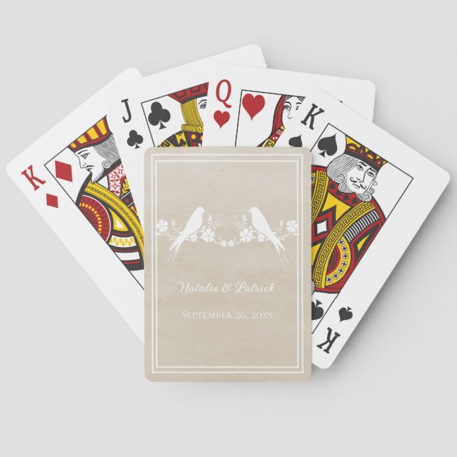 Cartas de Baralho Florais Beige para Casamento com (Verso)