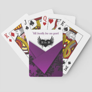 Cartas de Baralho Florais Brancas, Pretas e Roxas