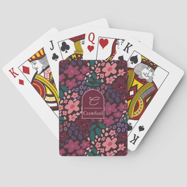 Cartas de Baralho Florais Mal-humoradas com Monogr (Verso)