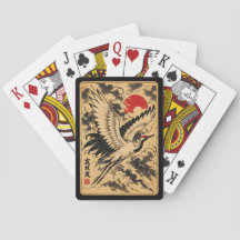 Cartas de Baralho Grou Japonês com Tinta