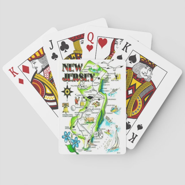 Cartas de Baralho Ilustradas do Estado de Nova Jer (Verso)