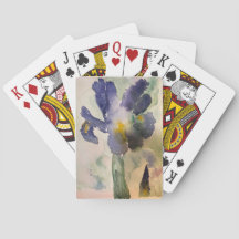 Cartas de Baralho - Íris Azul aquarela pintada à m