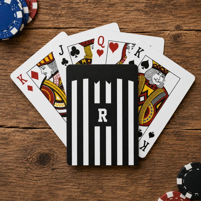 Cartas de Baralho Listradas Preto e Branco (Hup! Ready to be the referee at your next games night? Just add your initial!)