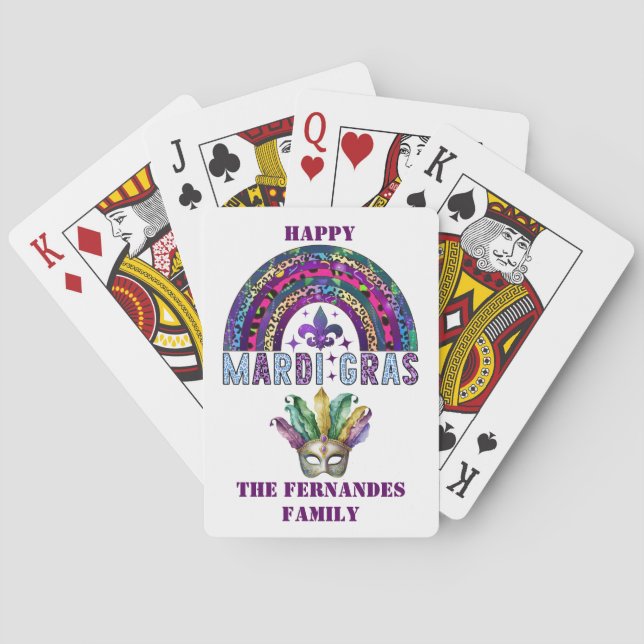 Cartas de Baralho Mardi Gras Arco-íris e Máscara (Verso)