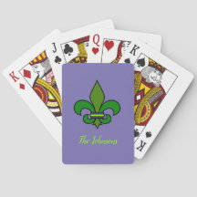 Cartas de Baralho Roxas Fleur de Lis do Mardi Gras