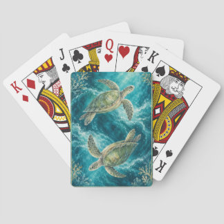 Cartas de Baralho Tartaruga Marinha Aquarela Ocean