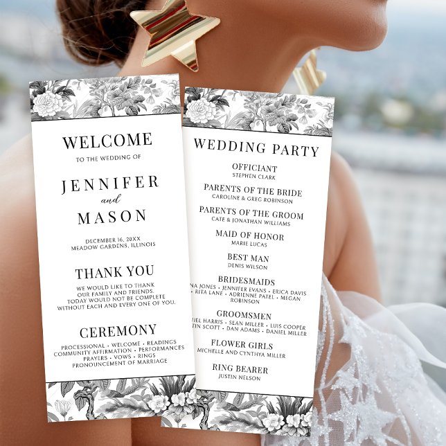 Cartas de noivado florais da chinoiserie negra (Criador carregado)