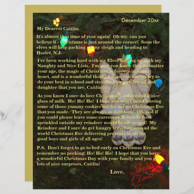 Cartas de Papais noeis Anjos Luzes Mais Velhos (Frente/Verso)