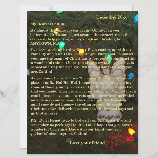 Cartas personalizadas do Anjo Papais noeis (Frente)