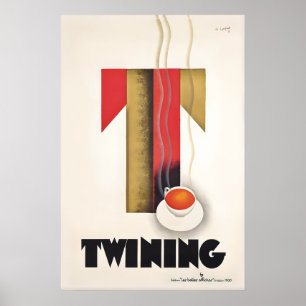 Cartaz Antigo de Chá Twining Impressão de Xícara