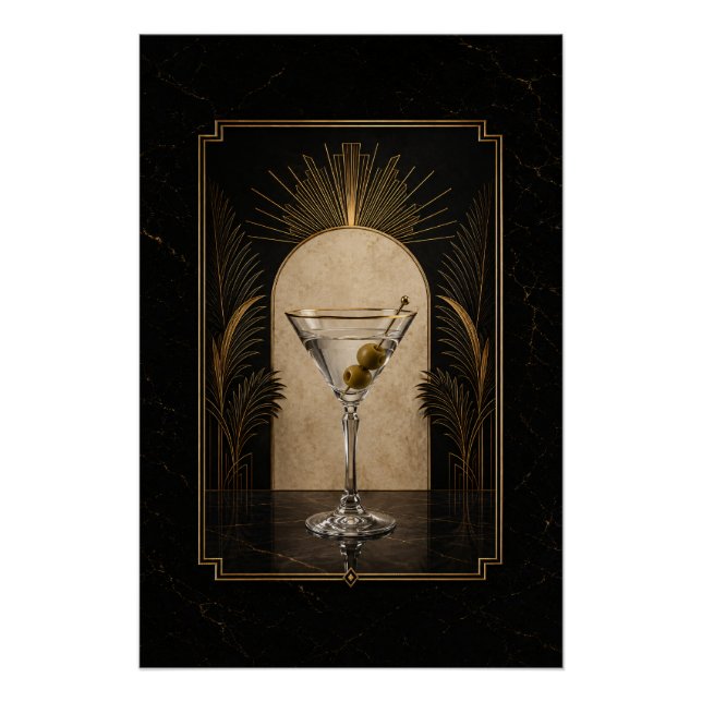 Cartaz Art Déco de Dirty Martini | Impressão para  (Frente)