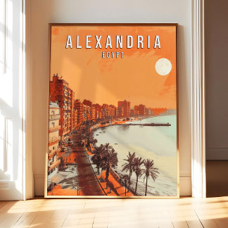 Cartaz Arte Impressão Alexandria Egito, Vintage Re