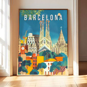 Cartaz Arte Impressão Barcelona Espanha, Cidade Re