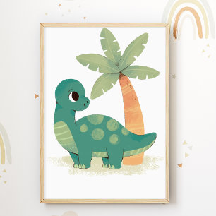 Cartaz Berçário Dino Impressão Quarto Infantil Din