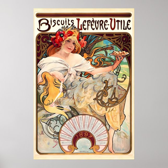 Cartaz Biscuits Lefevre-Utile 1896 IMPRESSÃO A1 (Frente)