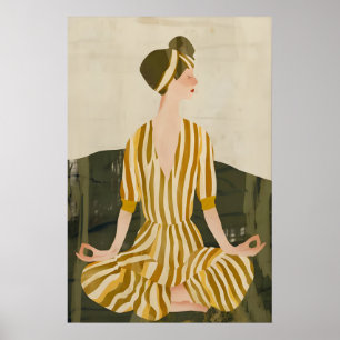 Cartaz da Pose do Lótus - Impressão Meditativa par