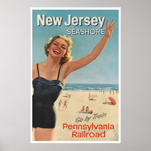 Cartaz da Praia de Arte de Nova Jersey Impressão V
