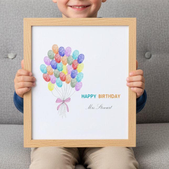 Cartaz de aniversário de professor com impressão d (Criador carregado)