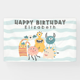 Cartaz de Aniversário para Monstros Coloridos