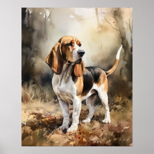 Cartaz de Arte de Impressão de Basset Hound (Frente)
