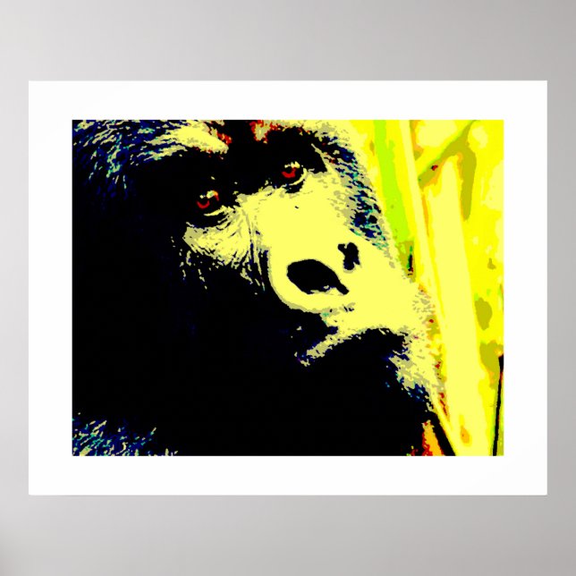 Cartaz de Arte Pop com Rosto de Gorila. Posters de (Frente)