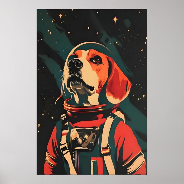 Cartaz de Astronauta Beagle, Impressão Retro Beagl (Frente)
