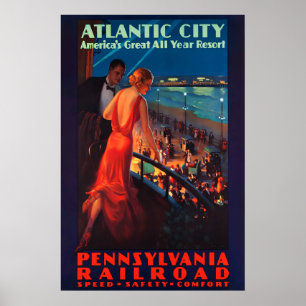 Cartaz de Atlantic City IMPRESSÃO A5-A2 Vintage 19