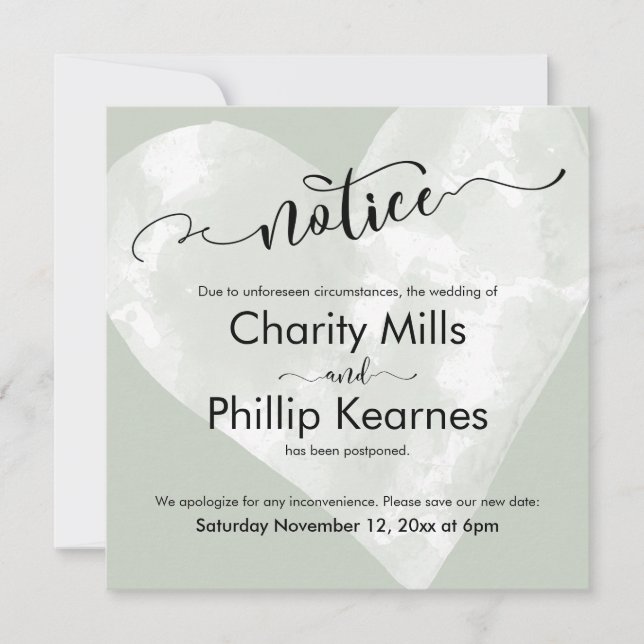 Cartaz de Aviso de Casamento Pós-Pós-Ponta em Verd (Frente)