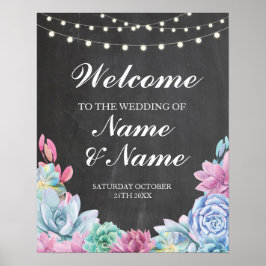 Cartaz de Boas-Vindas Casamento Poster Suculentas