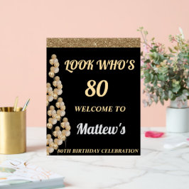 cartaz de boas-vindas para festa de 80 anos para h