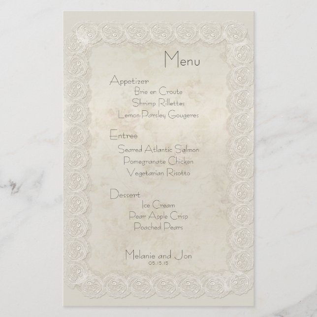 Cartaz de Carimbo de Casamento Floral de Ivory Lac (Frente)