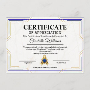 Cartaz de Certificado de Ouro de Apreciação de Con
