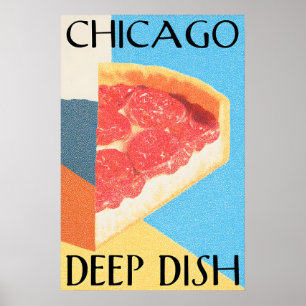 Cartaz de Chicago Deep Dish Retro Impressão de Art
