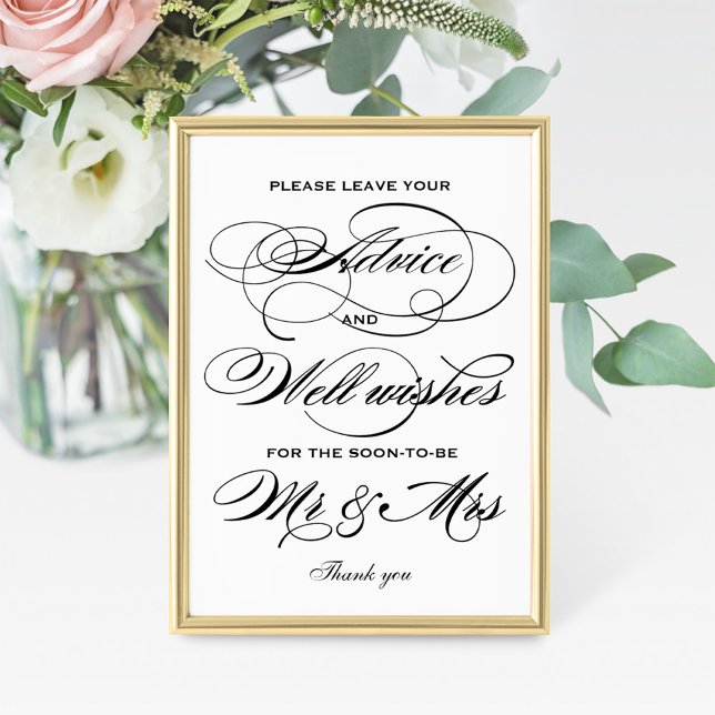 Cartaz de Conselho de Chás de Noiva Elegante com S (Criador carregado)