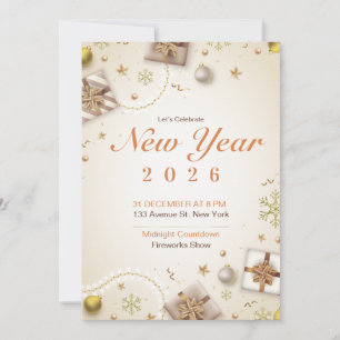 Cartaz de Convite para Festa de Ano Novo 2026   Co