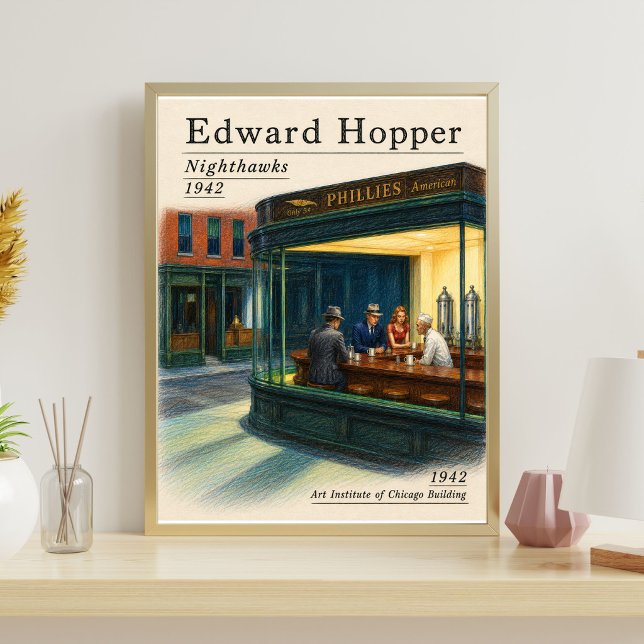 Cartaz de Edward Hopper | Poster de Nighthawks (Criador carregado)