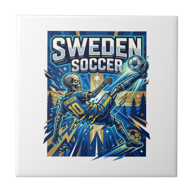 Cartaz de Esqueleto de Futebol da Suécia em Estilo (Frente)
