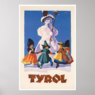 Cartaz de Esqui da Áustria Tyrol Impressão Arte Au