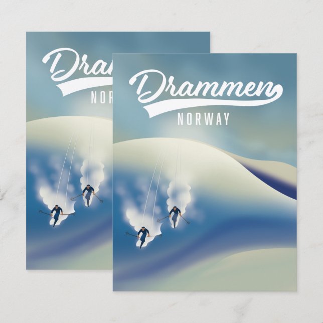 Cartaz de esqui de Drammen Noruega (Frente/Verso)