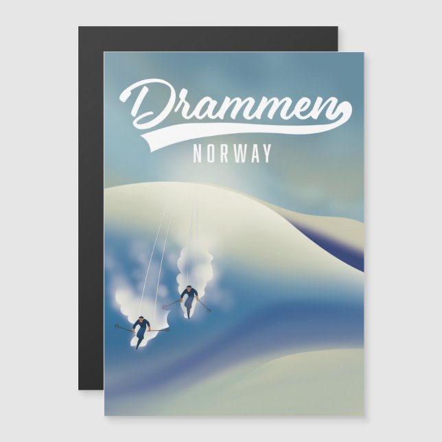 Cartaz de esqui de Drammen Noruega (Frente/Verso)