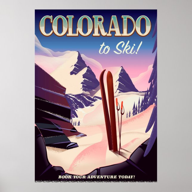 Cartaz de esqui do Colorado - EUA pôster esportivo (Frente)